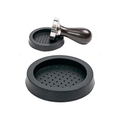 Black food grade silicone rubber corner tamping mat - Gaggia Classic size >