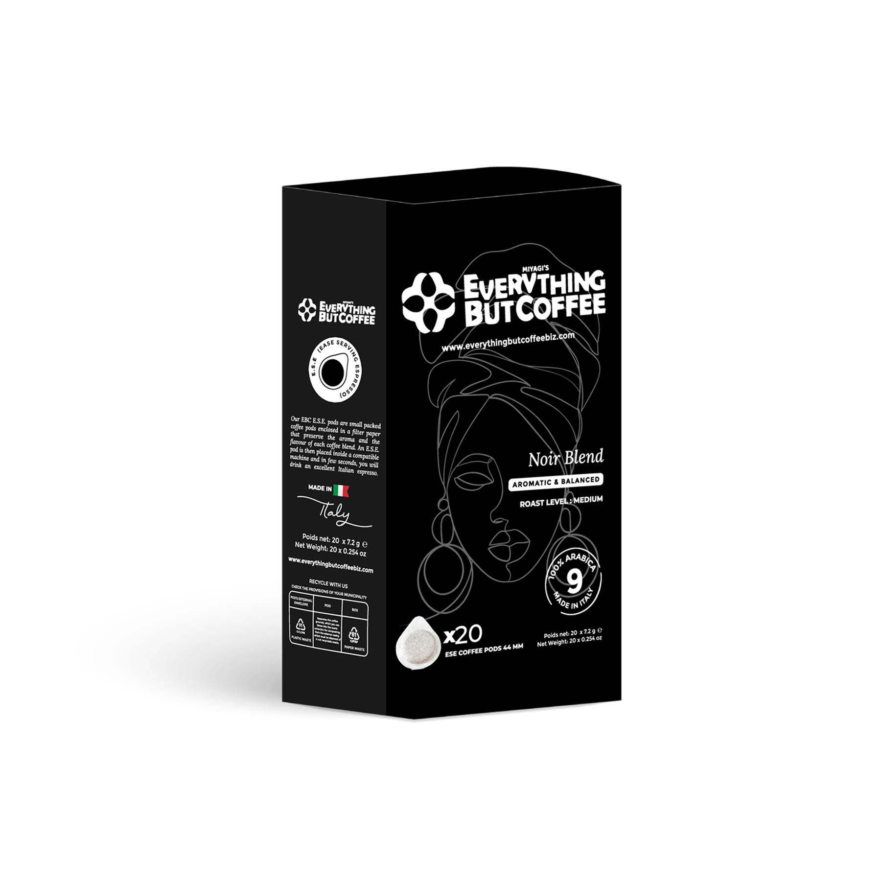 EBC Noir 100% Arabica Coffee 44mm ESE 20 Pods Pack