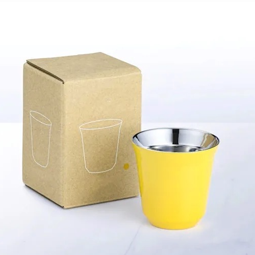 EBC Stainless Steel Double Wall Coffee Cup Yellow 80ml