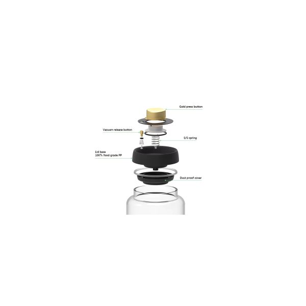 Vacuum Glass Air Tight Coffee Storage Container 1200ml