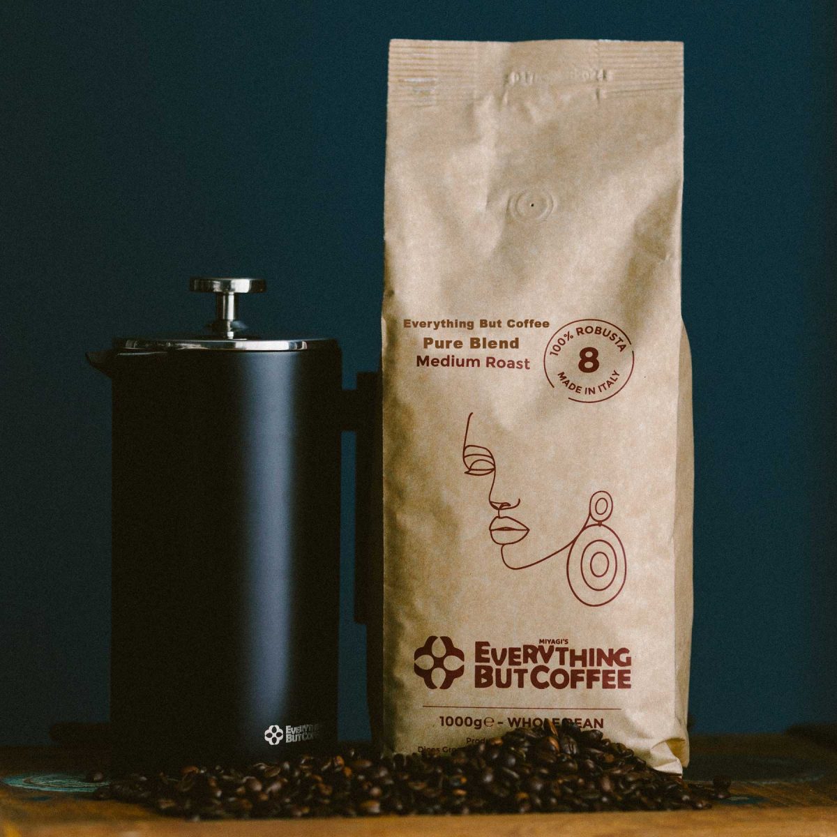 EBC Stainless Steel Double Wall Insulation Coffee Plunger 1000ml Matt Black