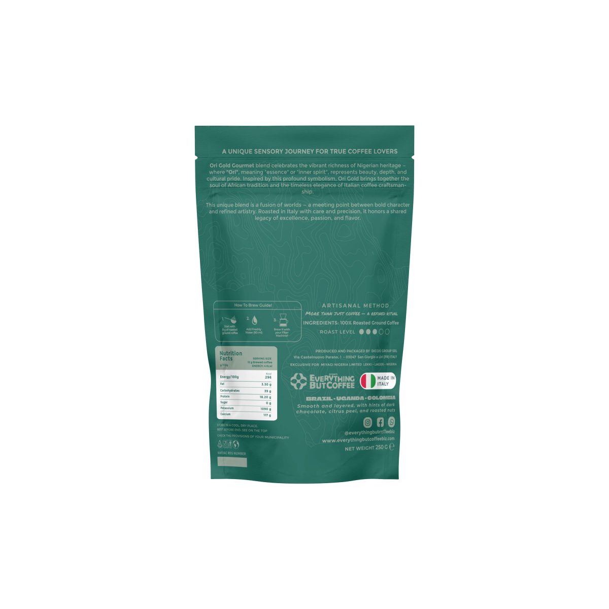 EBC Ori Gold Gourmet Blend Coffee Filter Grounds 250G