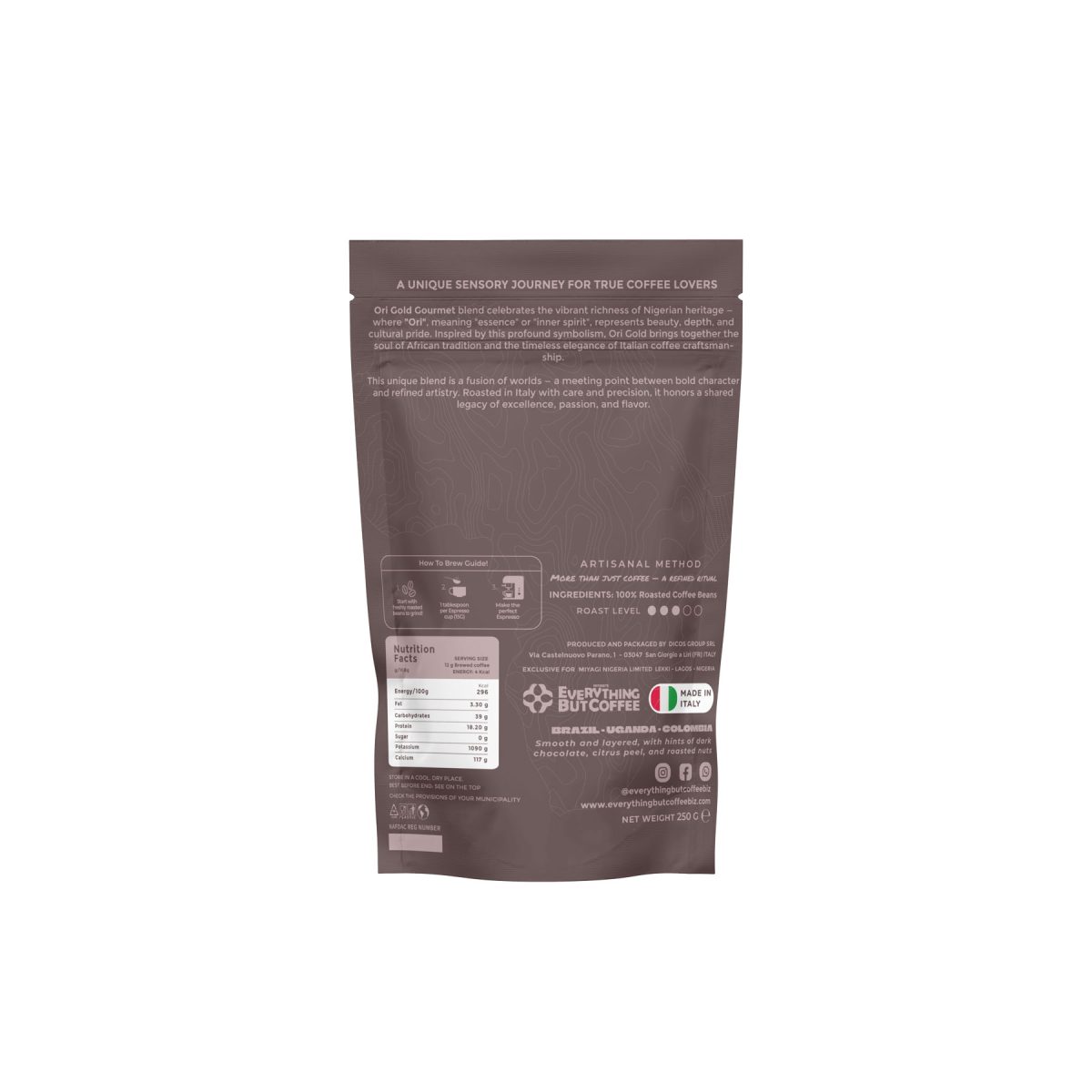 EBC Ori Gold Gourmet Blend Coffee Beans 250G